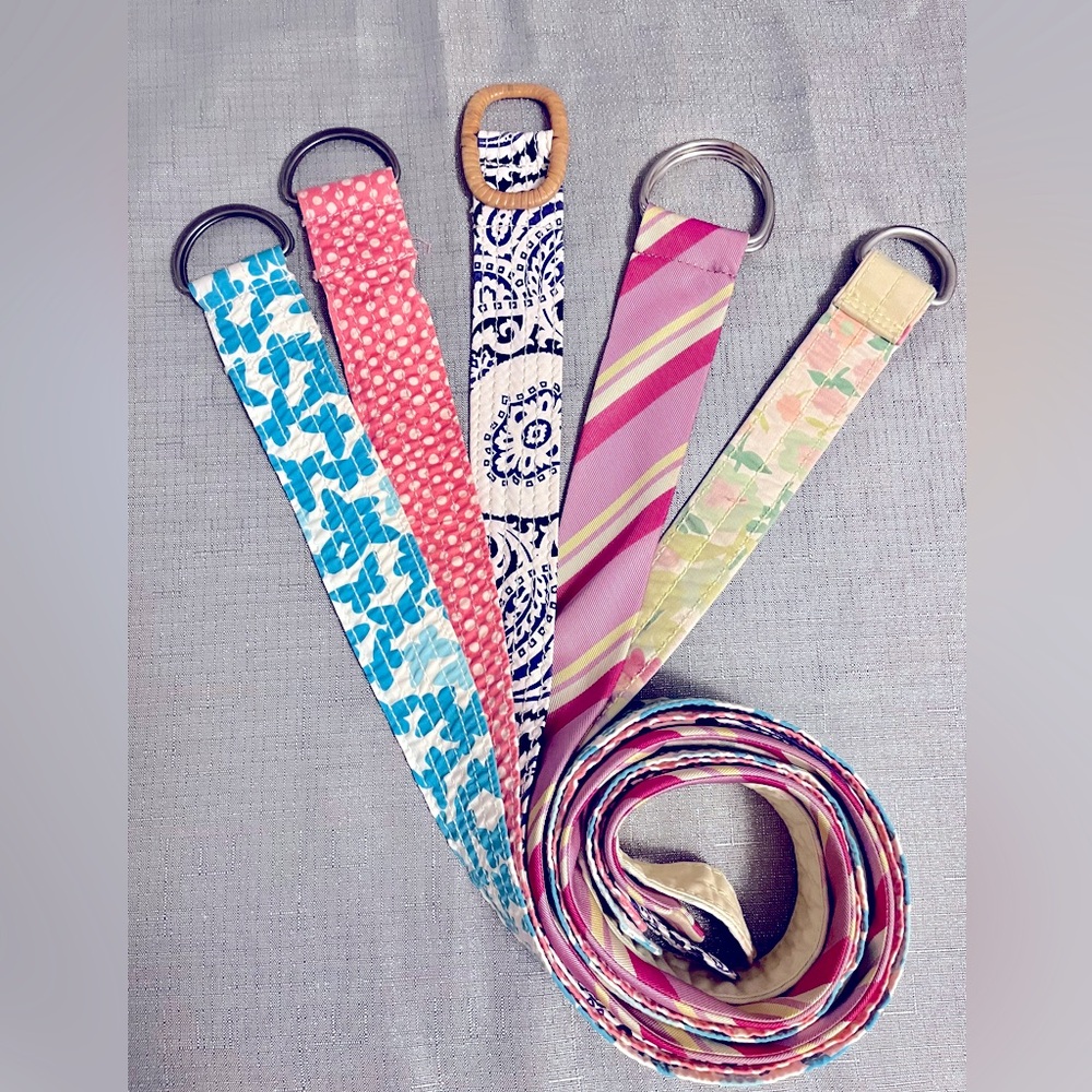 J Crew LL Bean Gap Bright Fabric Belt Lot of 5 Size M/L